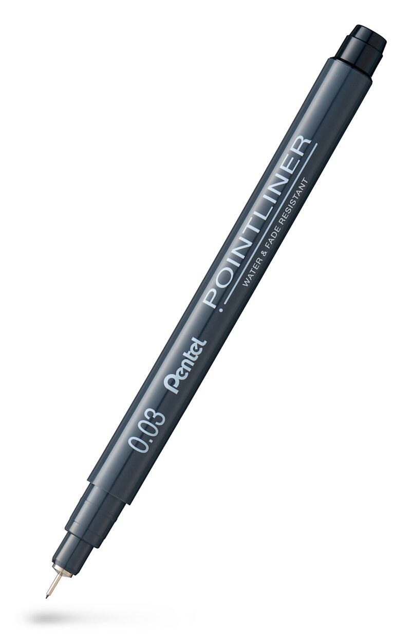 Fineliner PENTEL Pointliner 0,03mm svart
