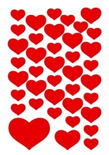 Etikett Herma Dekor hjärtan röd små olika stl.