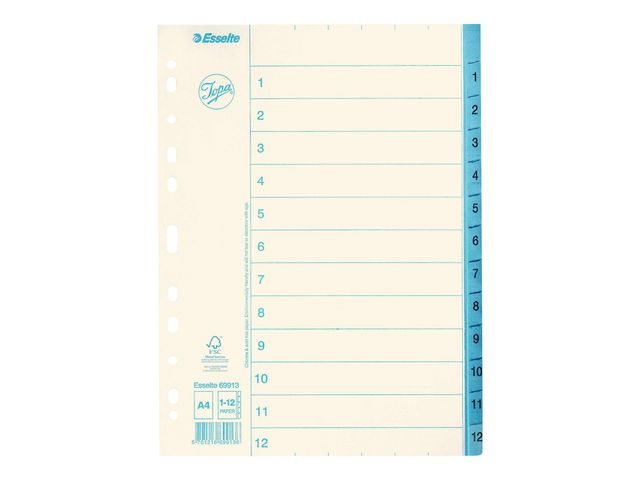 Pappersregister JOPA A4 1-12 vit/blå