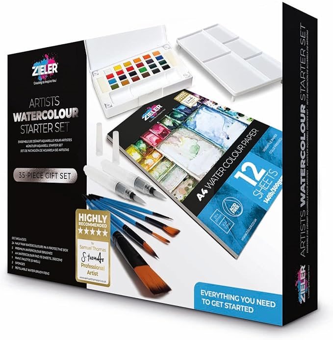 AkvarellFärgset Zieler Watercolour Pencils Plåtask