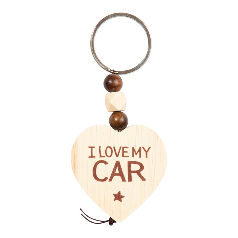 Nyckelring Wooden Heart I Love My Car