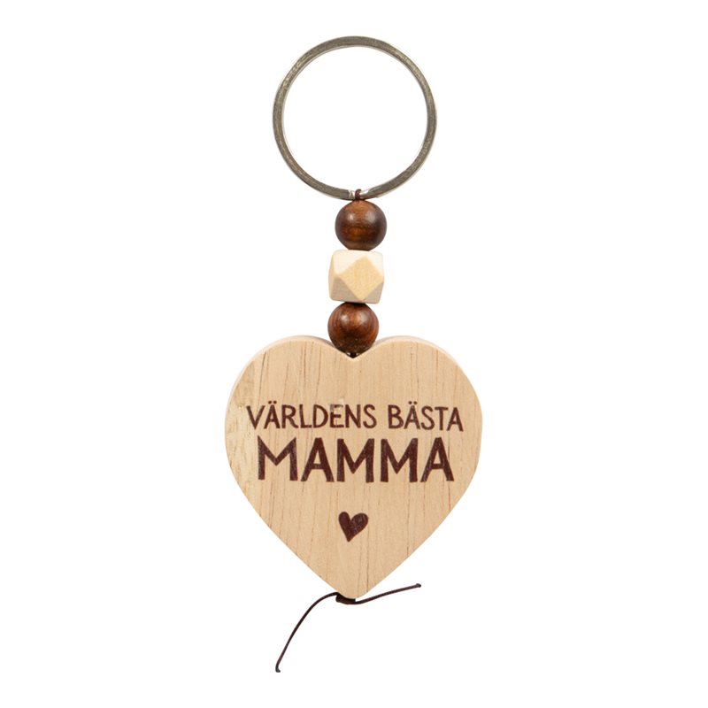 Nyckelring Wooden Heart Mamma