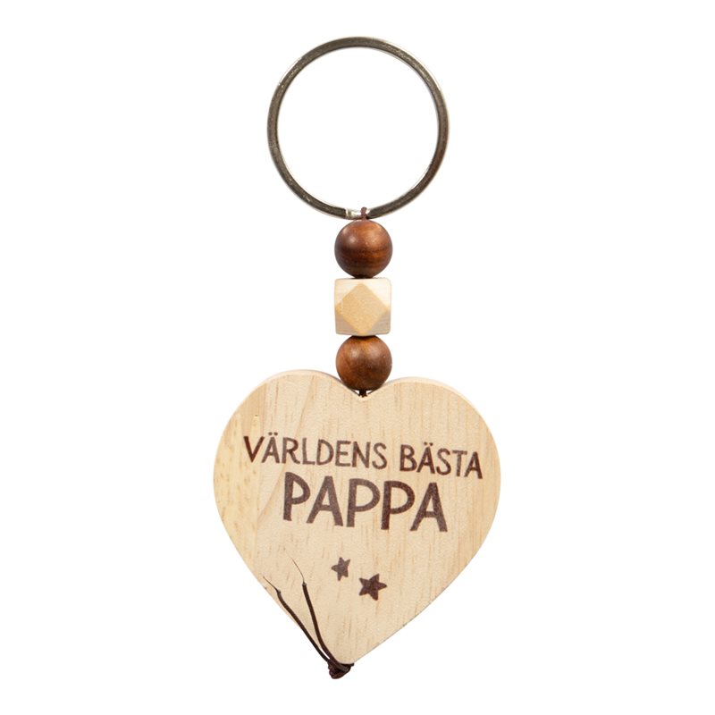 Nyckelring Wooden Heart Pappa