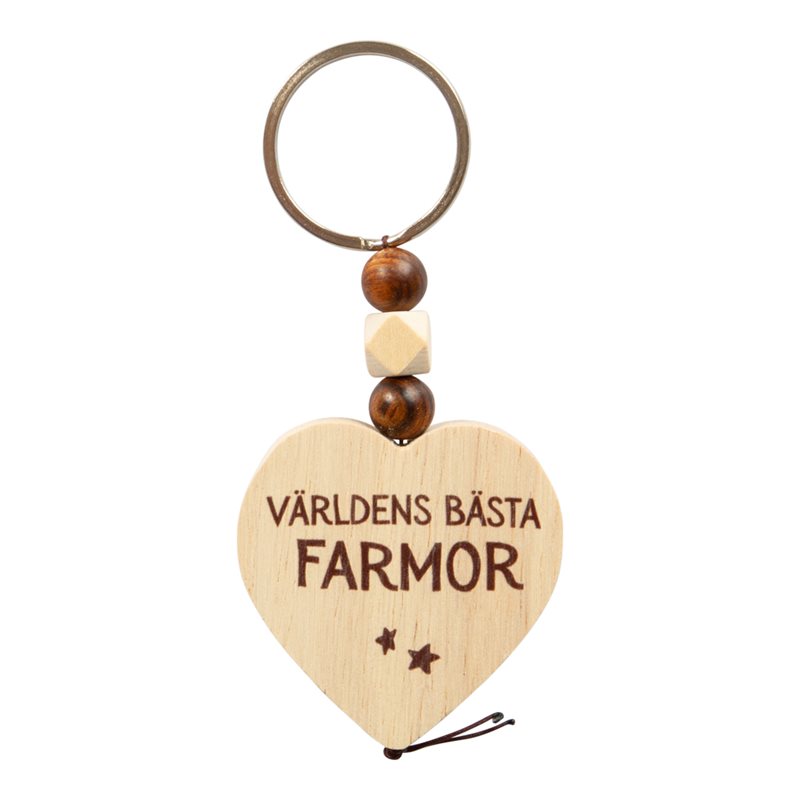 Nyckelring Wooden Heart Farmor