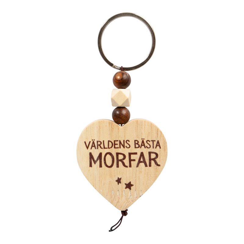 Nyckelring Wooden Heart Morfar
