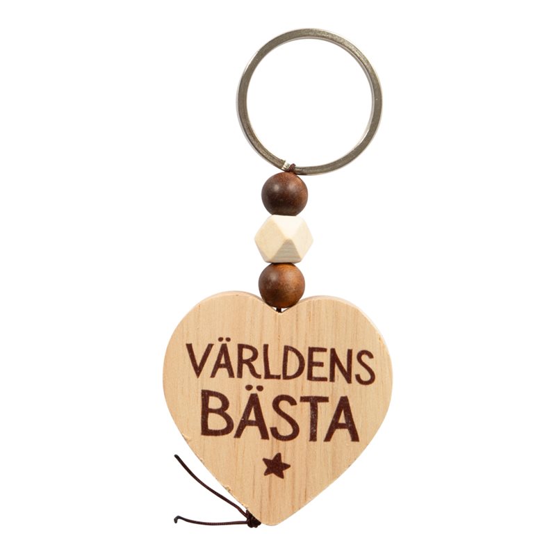 Nyckelring Wooden Heart Världens Bästa