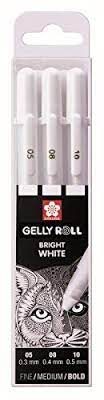 Gelly Roll Fine, Mediium och Broad Vit Färg