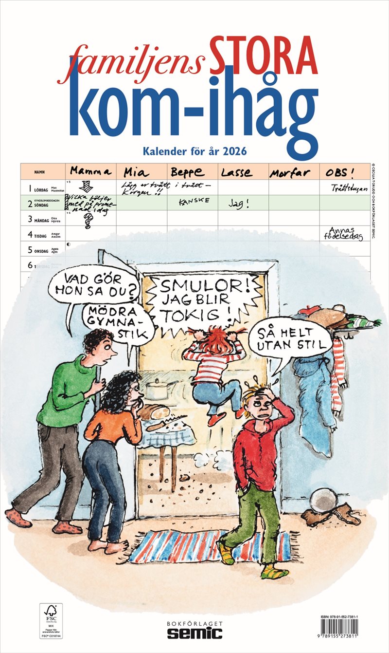 Familjens STORA kom-ihåg-kalender 2026
